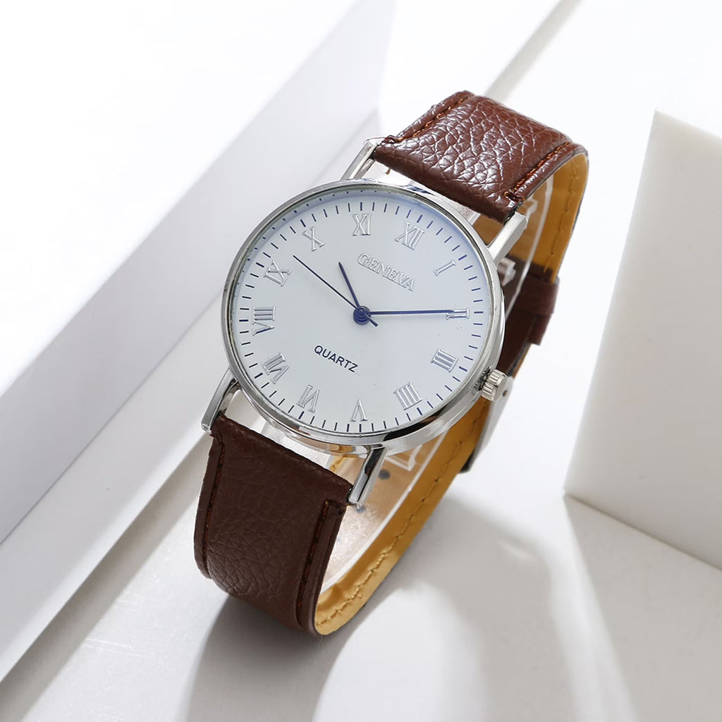 Ausyst Men'S Watch Fashion Luxury Faux Leather Mens Quartz Analog Watches Gift for Men on Sale Clearance