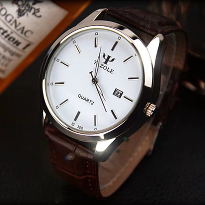 Top Brand YAZOLE Watch Men Watch Auto Date Luxury Men'S Watch Men Leather Strap Business Watches Male Clock Reloj Hombre