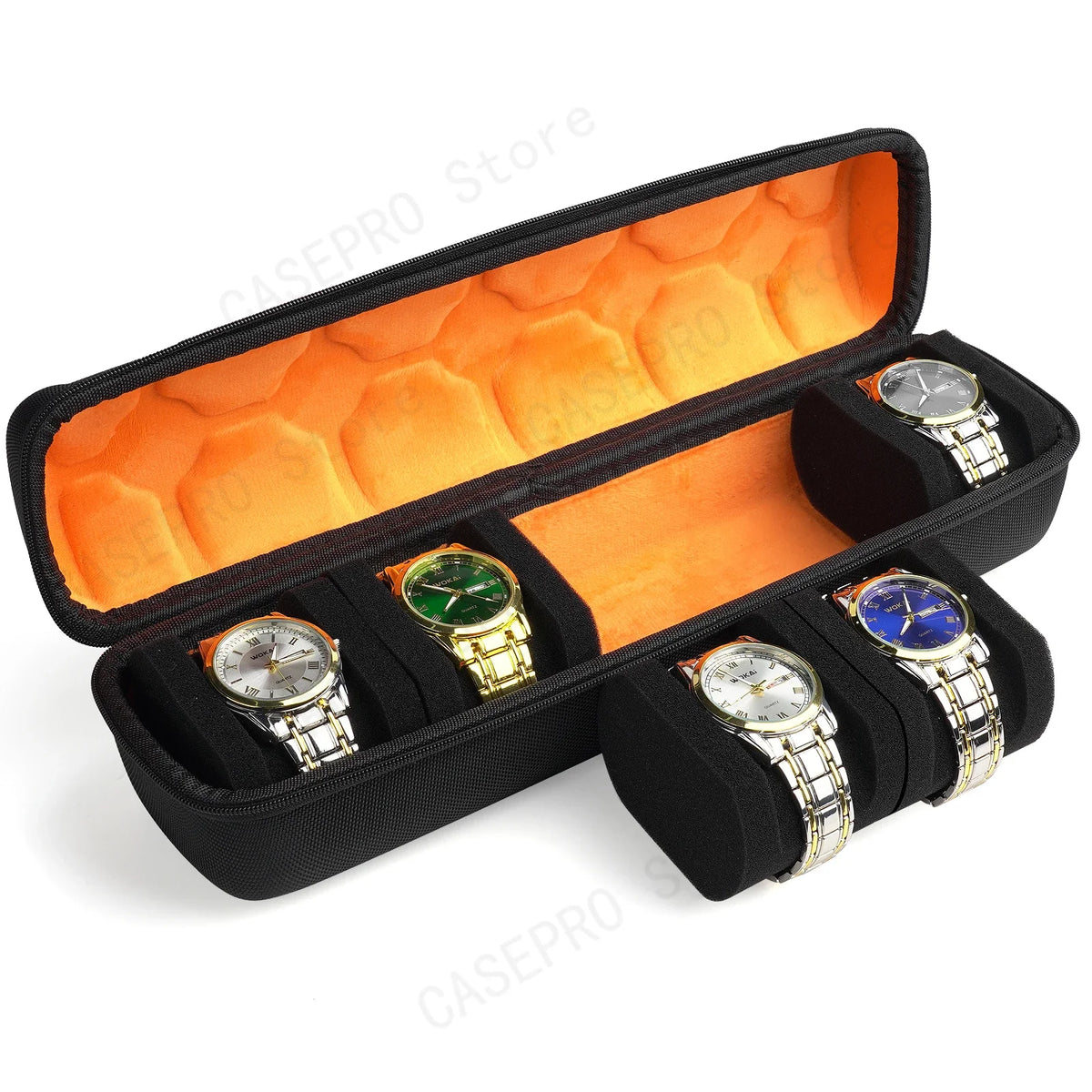 5 Slots Hard Shell Watch Storage Box, Carry Case, Display Organizer, Watch Box Holder Display Cabinet