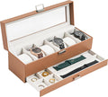 Watch Box, 6 Slot Watch Display Case with Drawer -Khaki