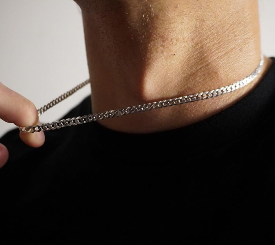 5Mm Cuban Link Chain for Men,Silver Chain for Men Women Jewelry 16-24 Inch