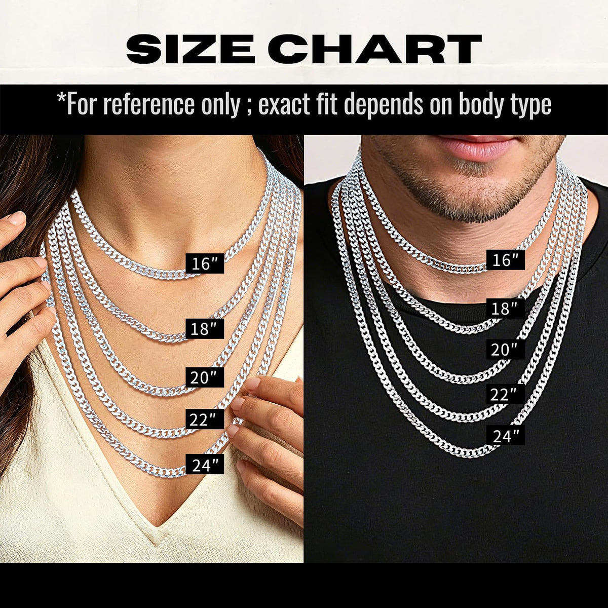 5Mm Cuban Link Chain for Men,Silver Chain for Men Women Jewelry 16-24 Inch
