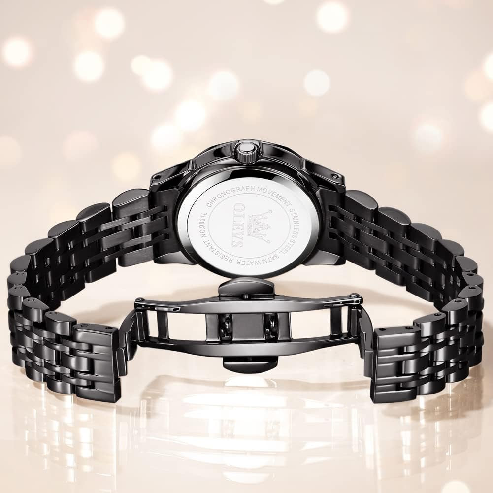 Couple Watch His and Her Set Watches Business Analog Quartz Men and Women Watches Stainless Steel Waterproof Luminous Date Wrist Watch
