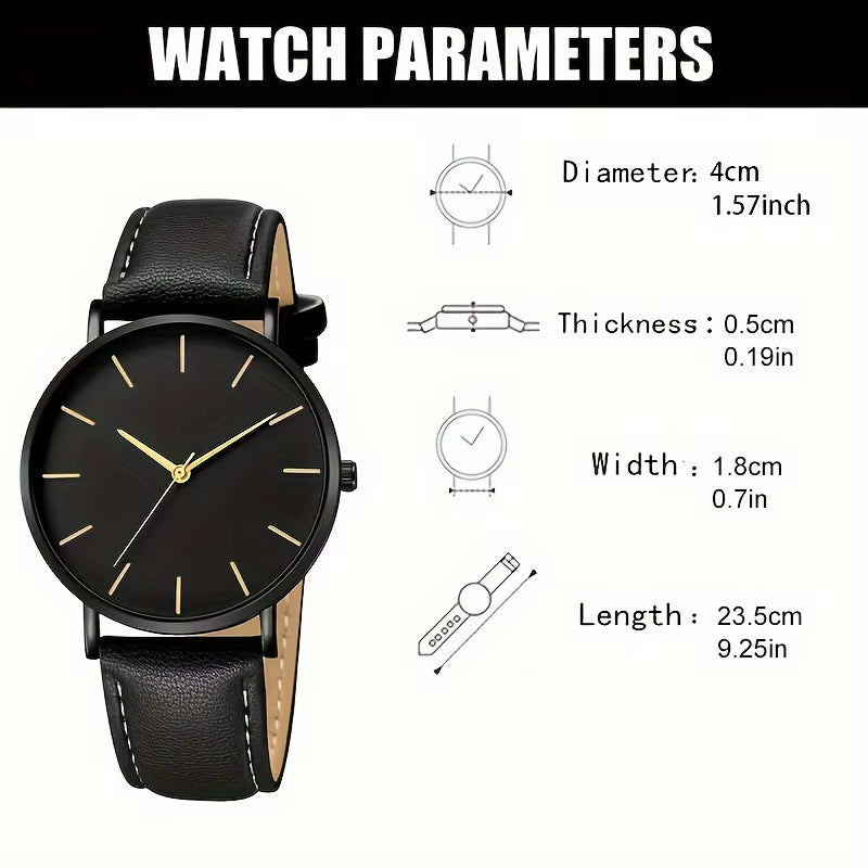 Men'S Casual Watches Men'S Simple Faux Leather Business Watches Quartz Men'S Watches, Ideal Choice for Gifts