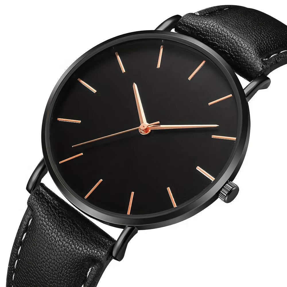 Men'S Casual Watches Men'S Simple Faux Leather Business Watches Quartz Men'S Watches, Ideal Choice for Gifts