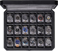 18-Slot Watch Case – Luxury Watch Box for Men, Real Glass Top, Lockable, Elegant Display for Collections (Black/Grey)