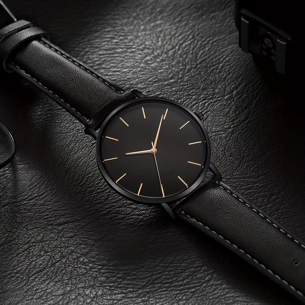 Men'S Casual Watches Men'S Simple Faux Leather Business Watches Quartz Men'S Watches, Ideal Choice for Gifts