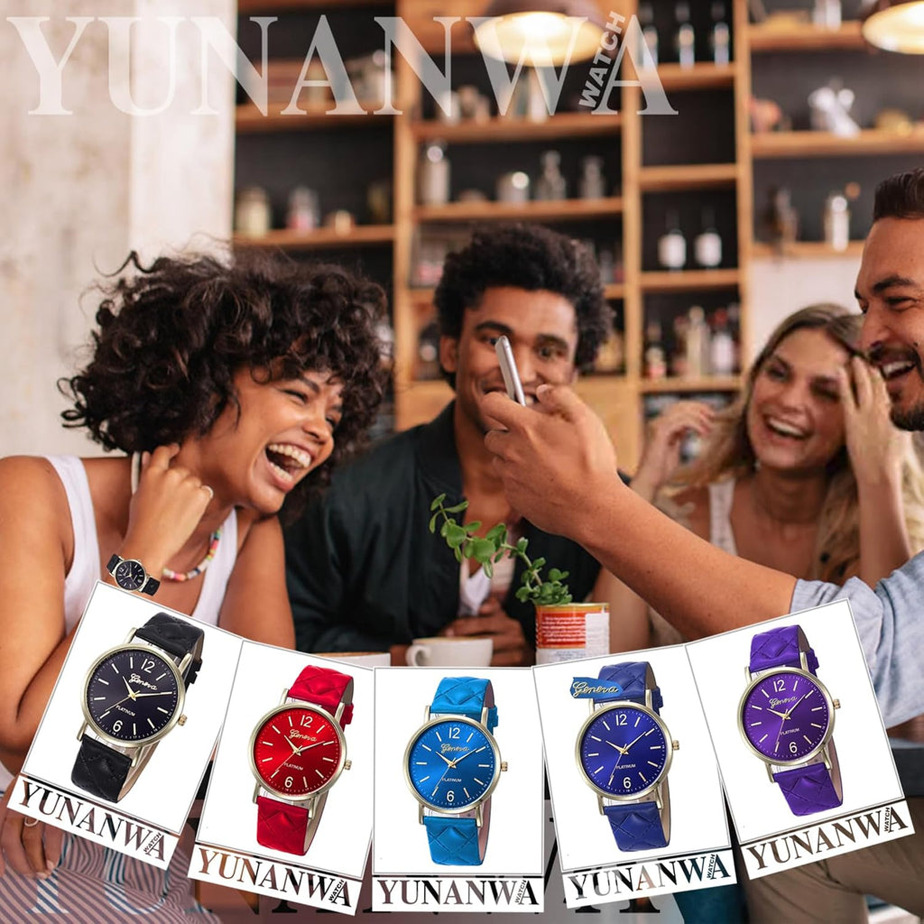 10 Pack Women Men Unisex Platinum Watches Roman Leather Band Analog Quartz Wrist Watch