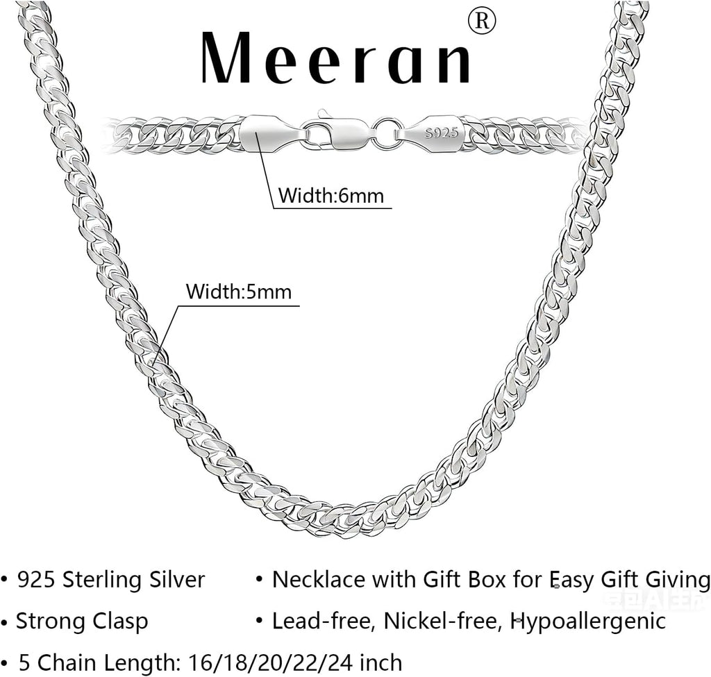 5Mm Cuban Link Chain for Men,Silver Chain for Men Women Jewelry 16-24 Inch