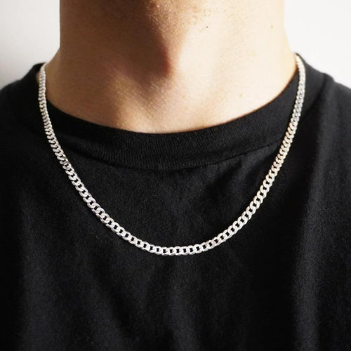 5Mm Cuban Link Chain for Men,Silver Chain for Men Women Jewelry 16-24 Inch