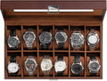 Watch Box Organizer, 12 Slot Watch Display Case, Brown